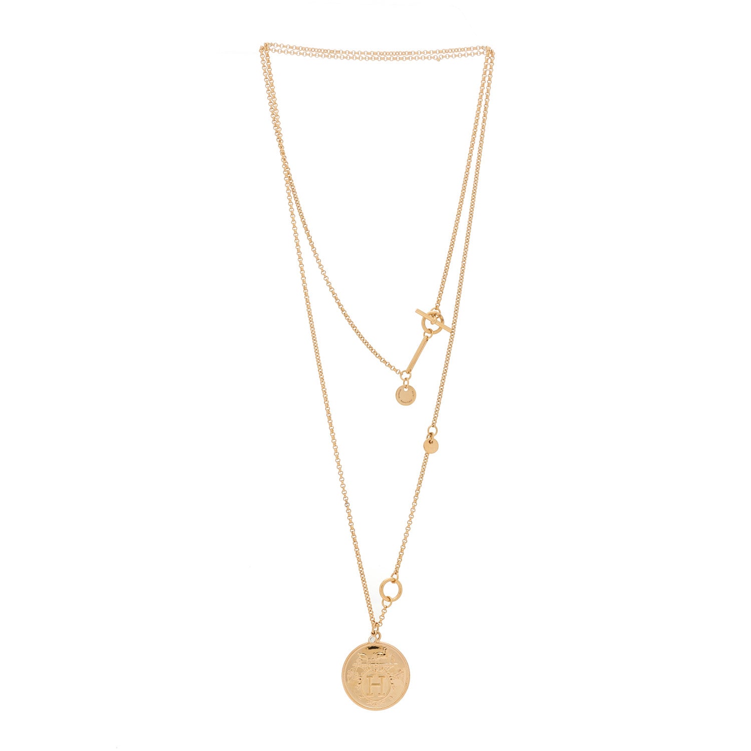 Hermes 18K Rose Gold Diamond MM Ex-Libris Pendant Necklace 3 of 5