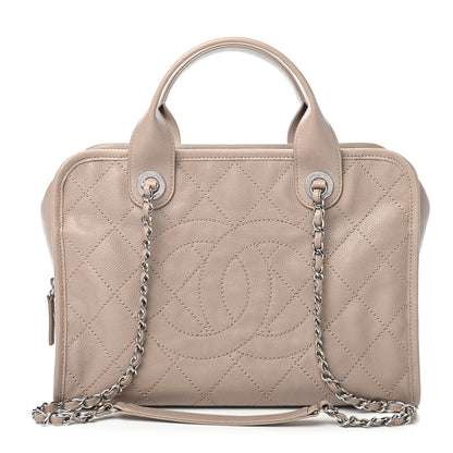 Chanel Caviar Quilted Deauville Bowling Bag Beige 1 of 9