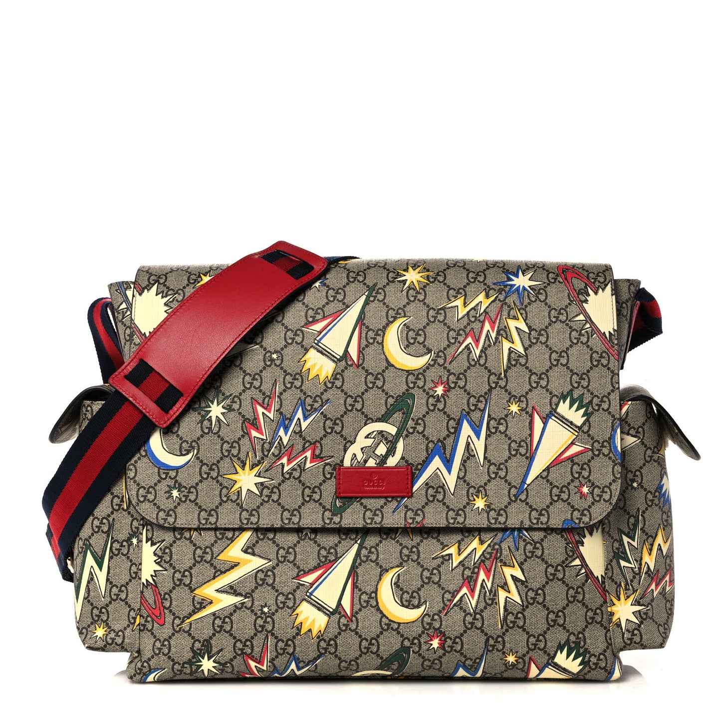 GG Supreme Monogram Space Diaper Bag Red