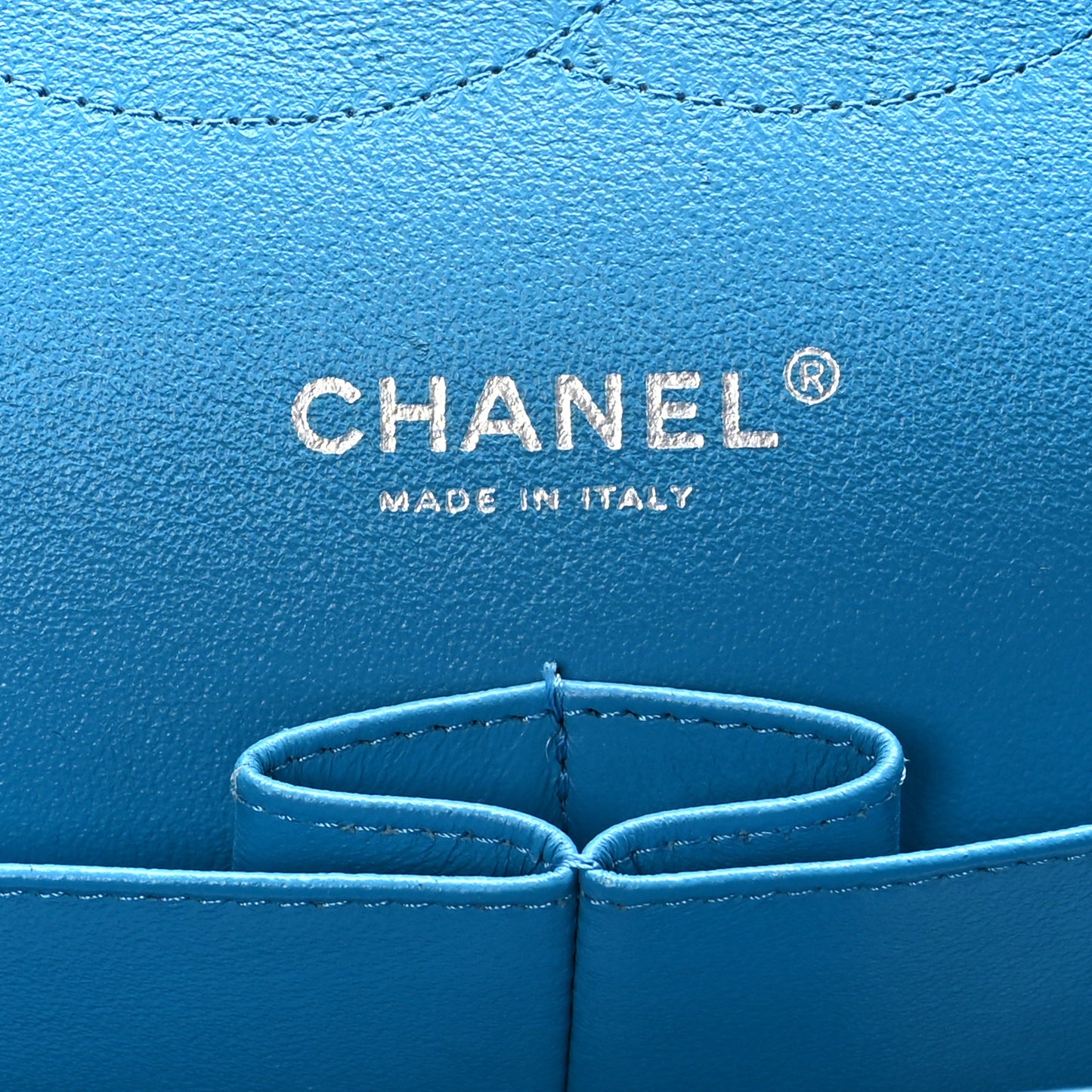 Patent Calfskin Quilted Jumbo Double Flap Turquoise