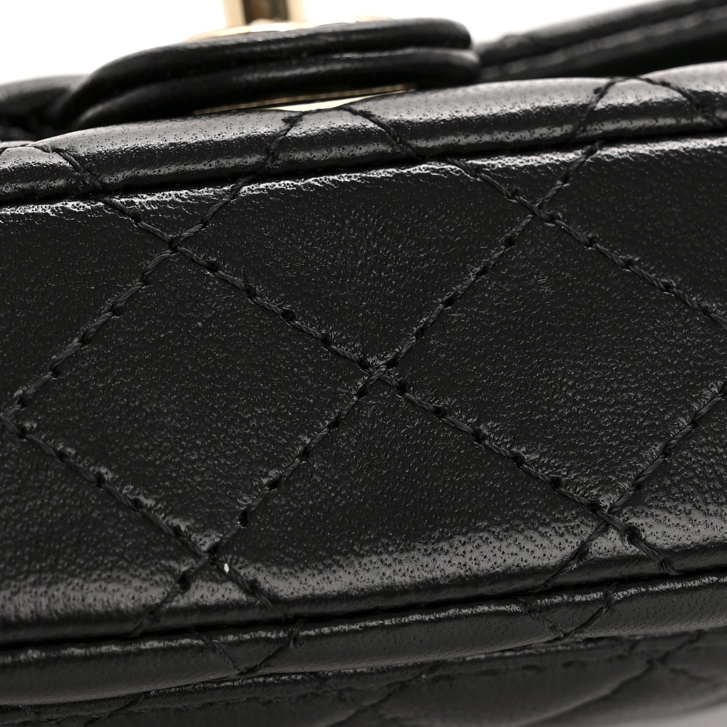 Lambskin Quilted Mini Flap Bag Charm With Hook Black