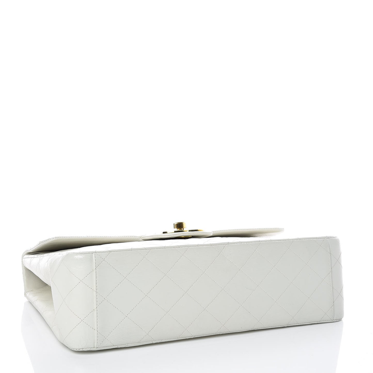 Lambskin Quilted XL Jumbo Single Flap White