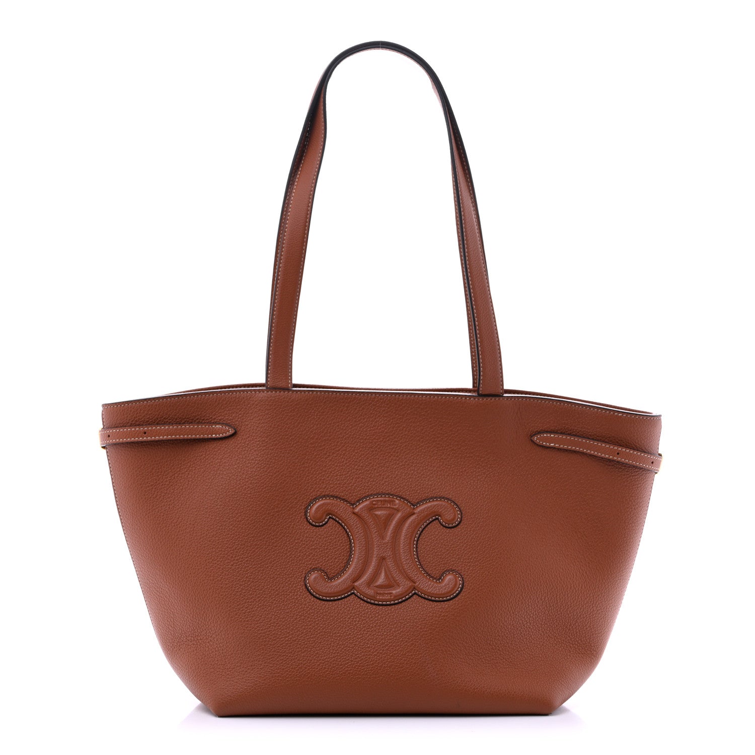 Celine Grained Calfskin Triomphe Medium Cabas Anais Tan 1 of 12