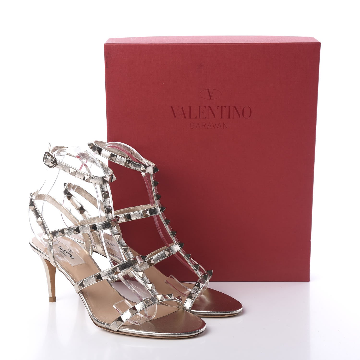Valentino Garavani Metallic Nappa Rockstud Gladiator 70mm Sandals 38.5 Silver 11 of 11