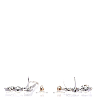 Chanel Metal Crystal CC Long Drop Earrings Silver 4 of 5