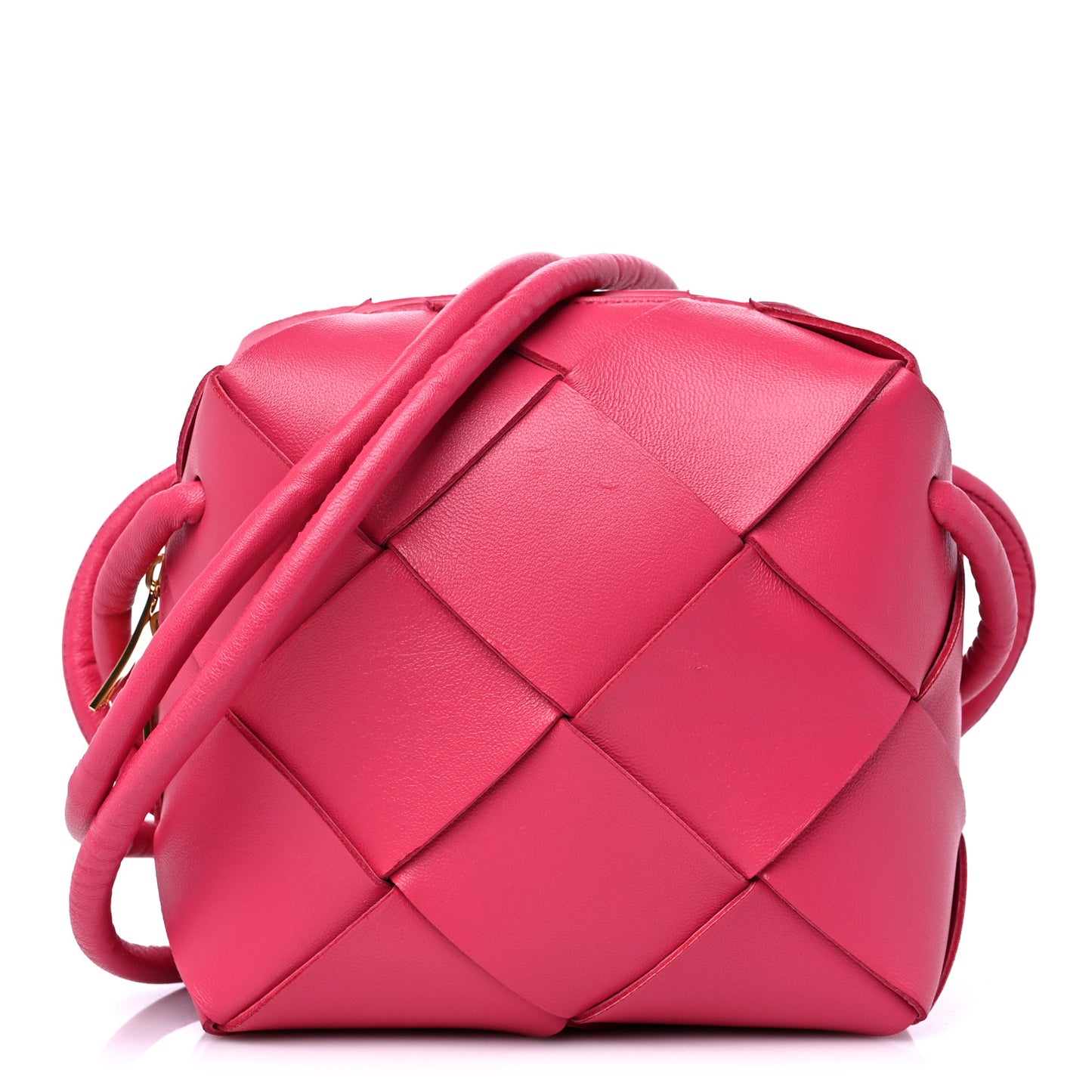 Lambskin Maxi Intrecciato Mini Cassette Camera Bag Cranberry