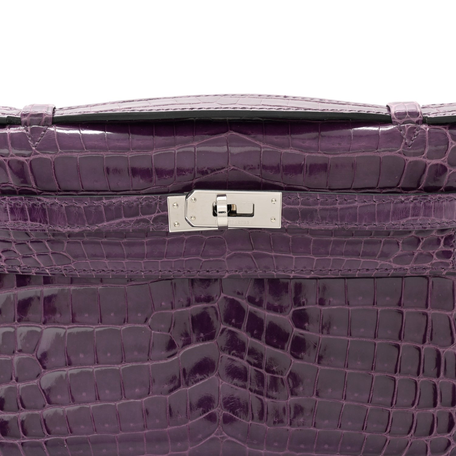 Hermes Shiny Niloticus Crocodile Kelly Pochette Amethyste 8 of 10