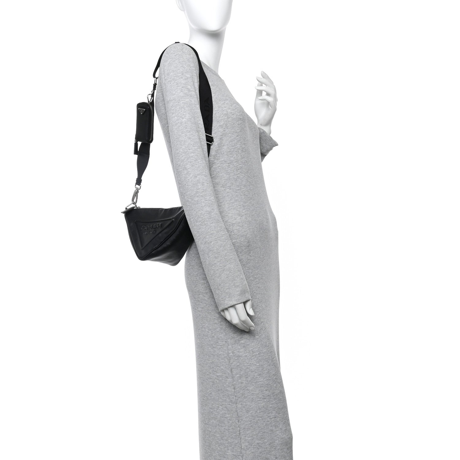 Prada Grace Lux Triangle Shoulder Bag Black 2 of 14