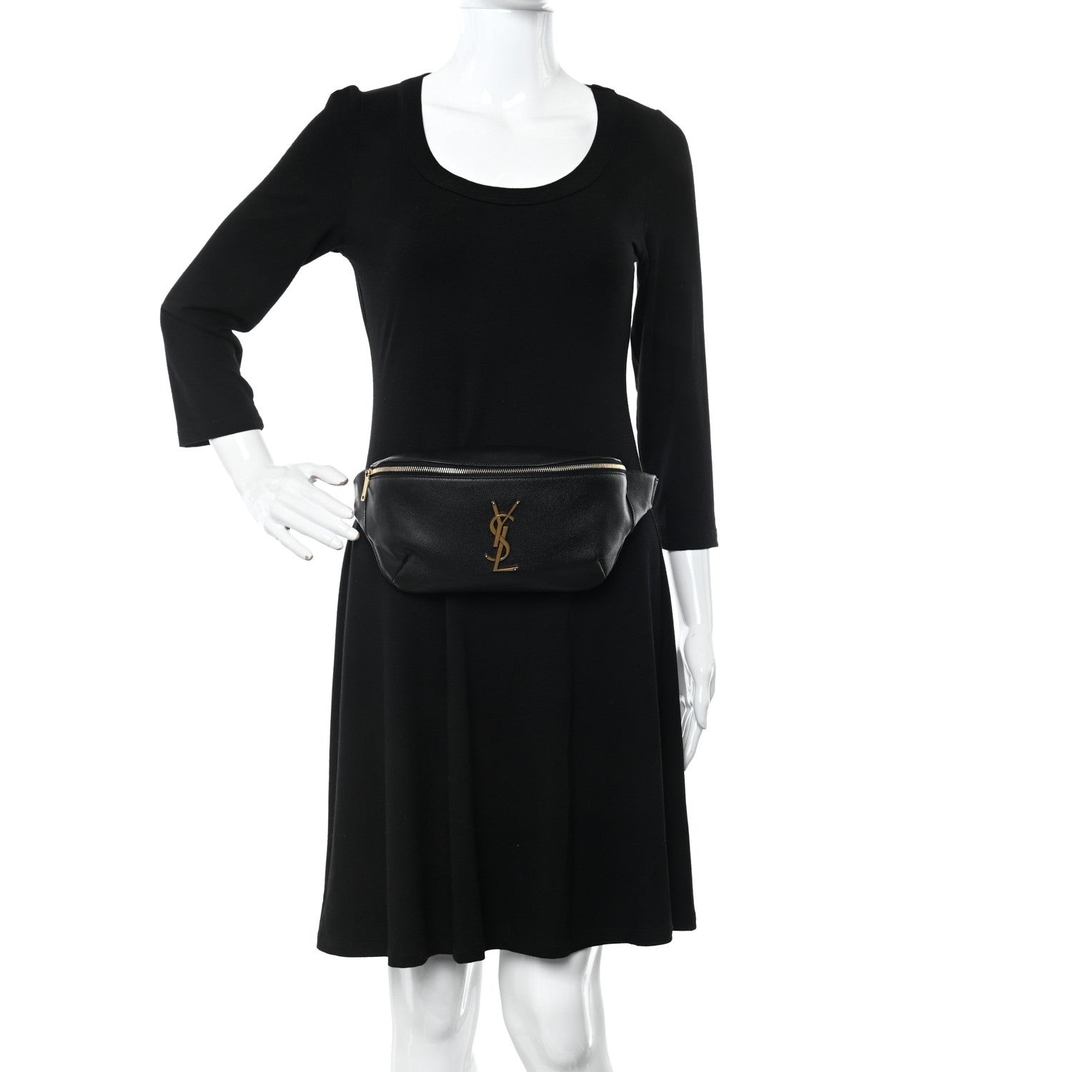 Saint Laurent Grain De Poudre Monogram Belt Bag Black 2 of 12