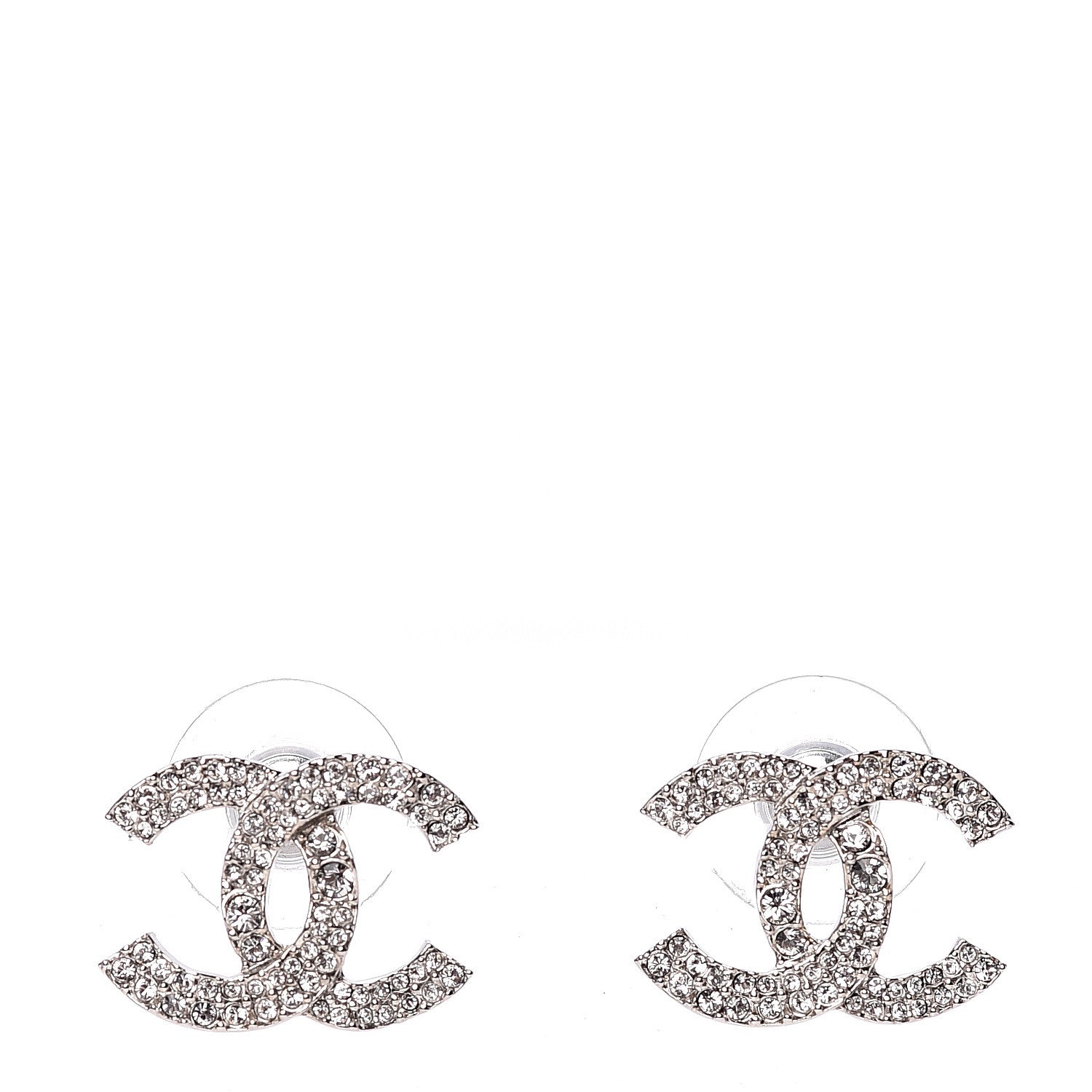 Chanel Crystal CC Earrings Silver 1 of 4