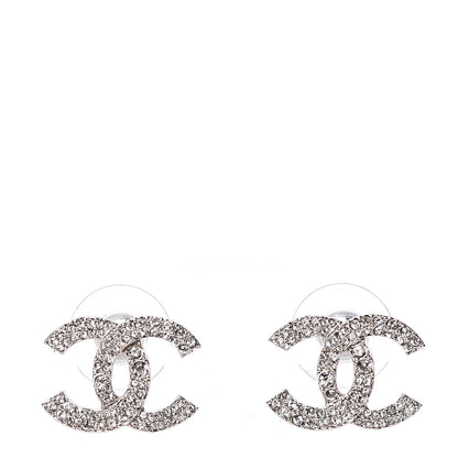 Chanel Crystal CC Earrings Silver 1 of 4