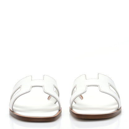 Hermes Box Calfskin Oran Sandals 37 White 2 of 9