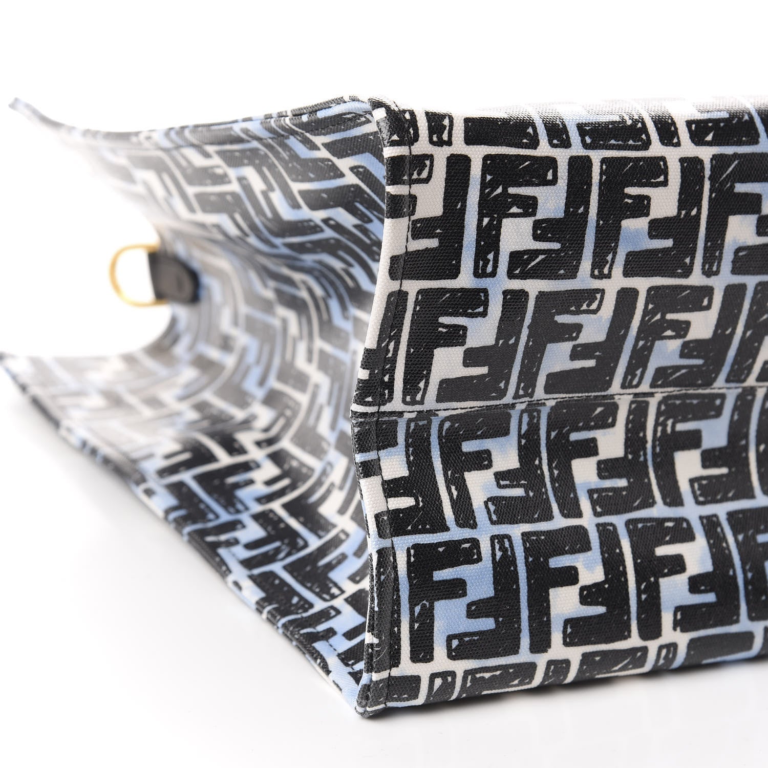 Fendi X JOSHUA VIDES Coated Canvas FF Cloudy Shopping Tote White Celeste Black 6 of 10