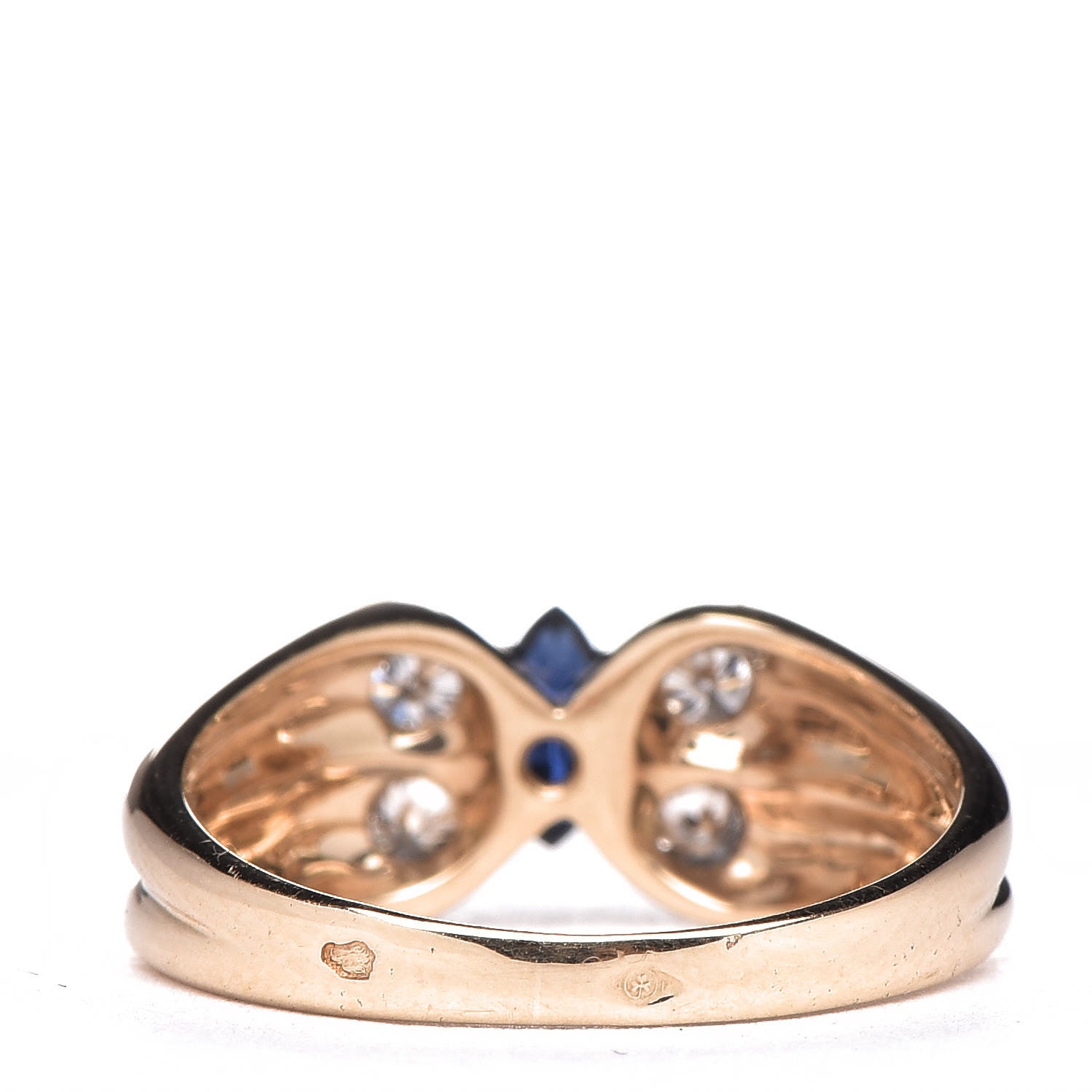 Van Cleef & Arpels 18K Yellow Gold Diamond Sapphire Butterfly Ring 52 6 3 of 5