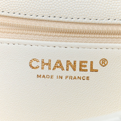 Chanel Caviar Quilted Flap Clutch White 7 of 12