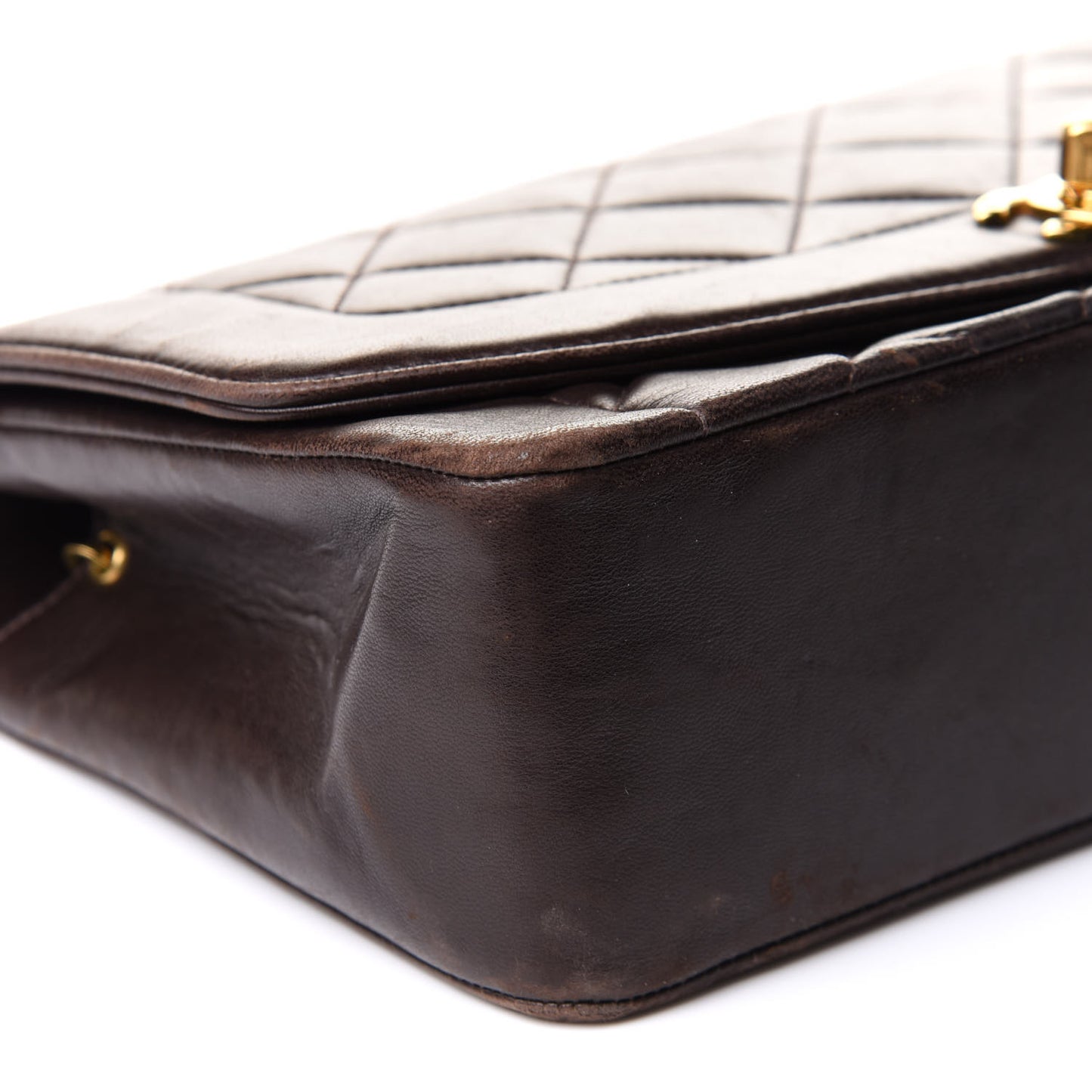 Lambskin Quilted Small Single Flap Brown