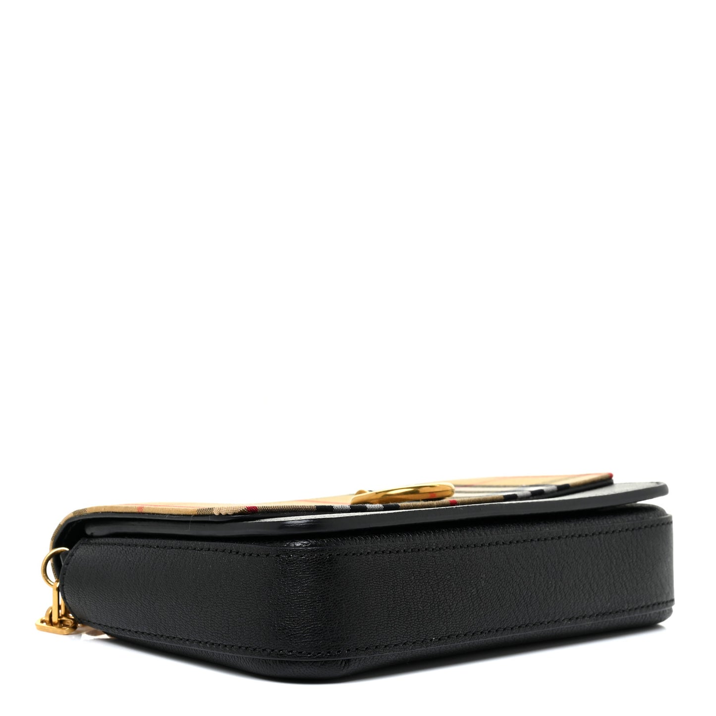 Goatskin Cotton Canvas Vintage Check D-Ring Mini Bag Black Antique Yellow