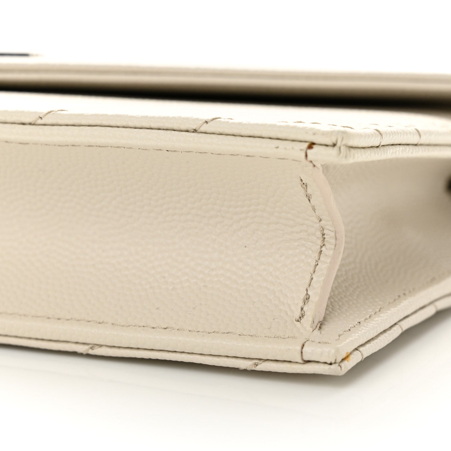 Saint Laurent Grain De Poudre Matelasse Chevron Monogram Envelope Chain Wallet Icy White 9 of 10