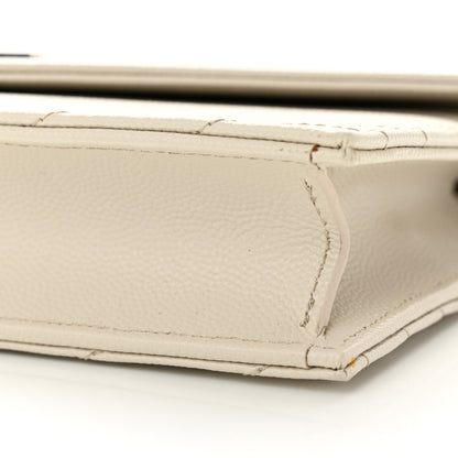 Saint Laurent Grain De Poudre Matelasse Chevron Monogram Envelope Chain Wallet Icy White 9 of 10