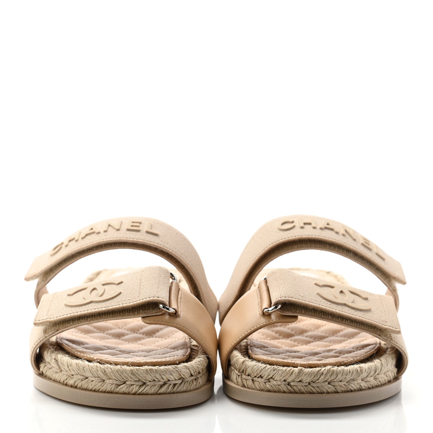 Grosgrain Lambskin Elastic Flat Mules 38 Beige