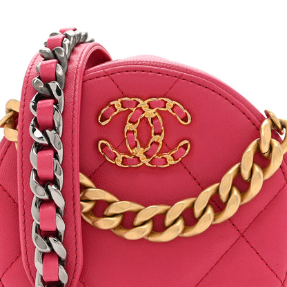 Chanel Lambskin Quilted Chanel 19 Round Clutch With Chain Pink 8 of 10