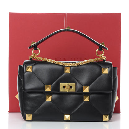 Valentino Garavani Nappa Large Roman Stud Shoulder Bag Black 10 of 10
