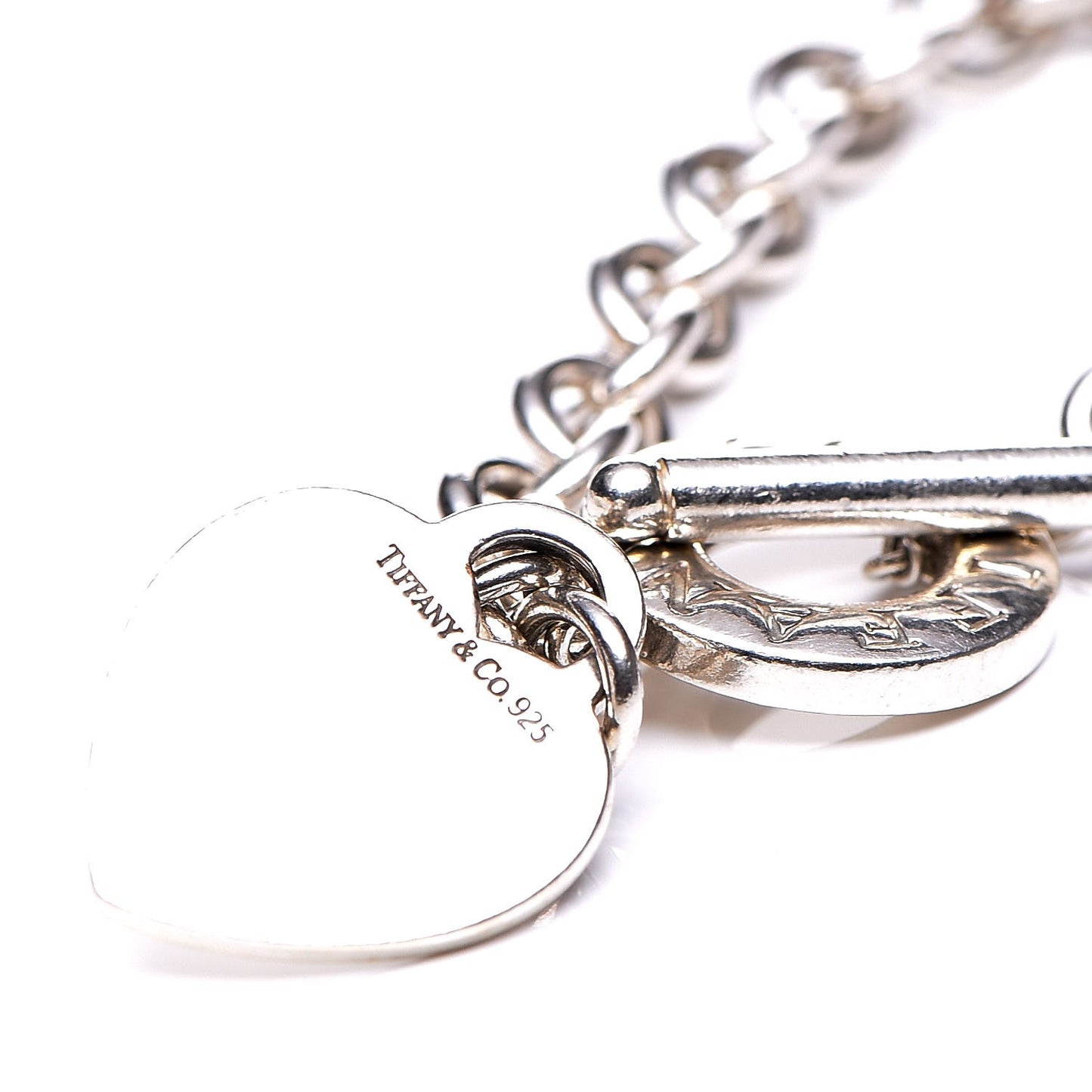Sterling Silver Heart Tag Toggle Bracelet