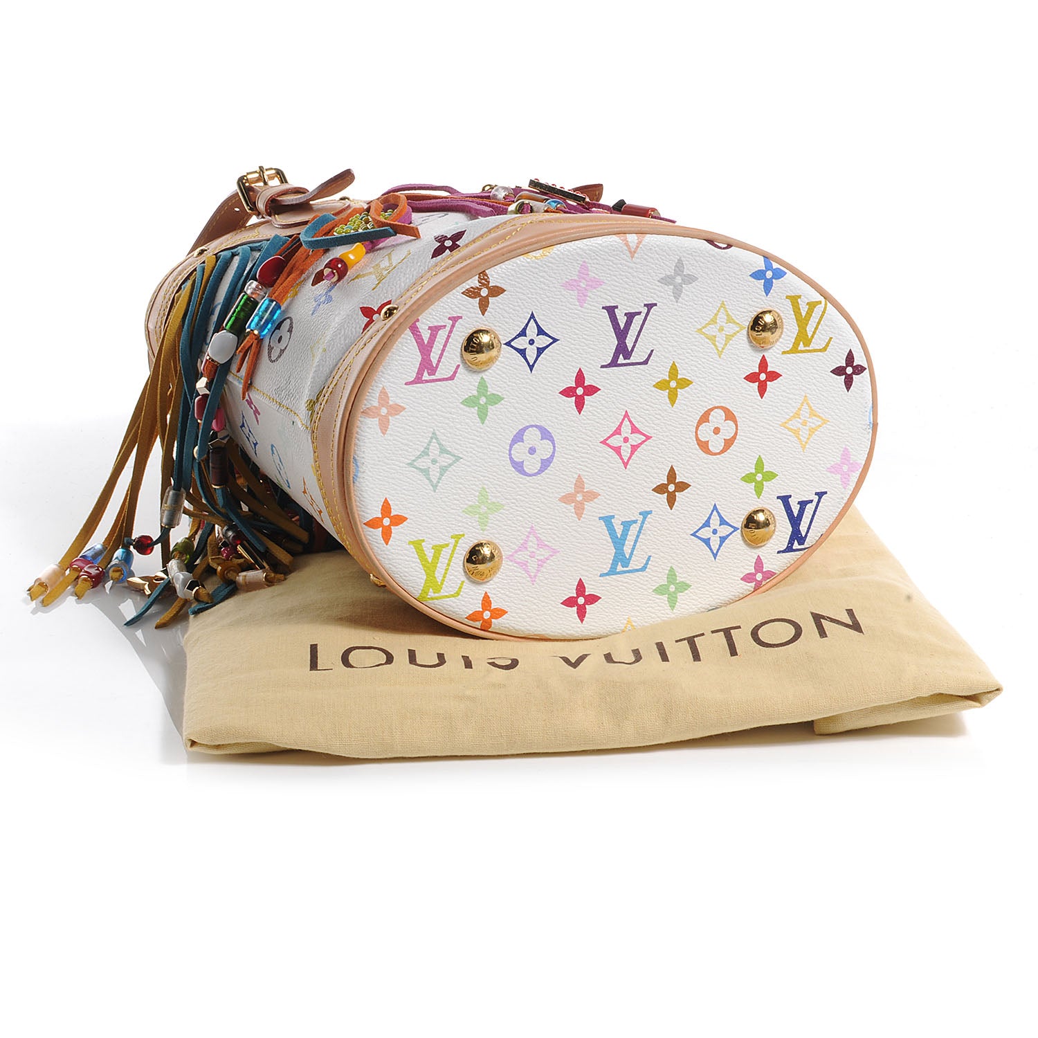 Louis Vuitton Monogram Multicolor Fringe Bucket White 4 of 8