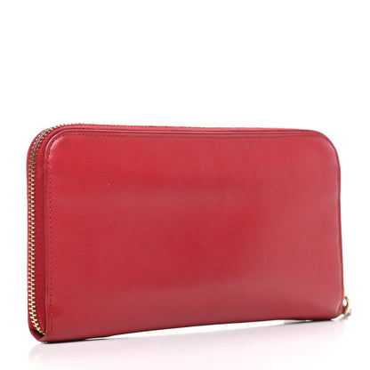 Prada Saffiano Triangle Zip Around Wallet Fuoco 4 of 8