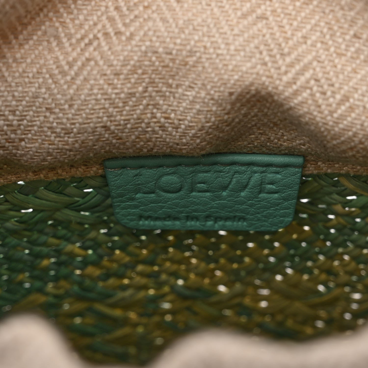 Loewe Calfskin Raffia Paulas Ibiza Square Bucket Bag in Natural Blue 6 of 9