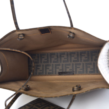 Fendi Metallic Calfskin Zucchino Zucca Spalmati Shopping Tote Tobacco 6 of 11