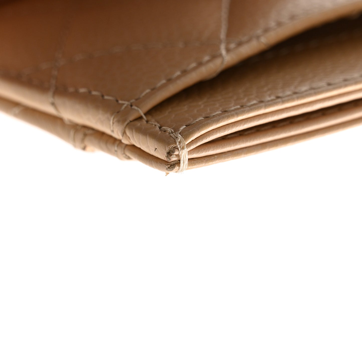 Caviar Quilted Card Holder Beige
