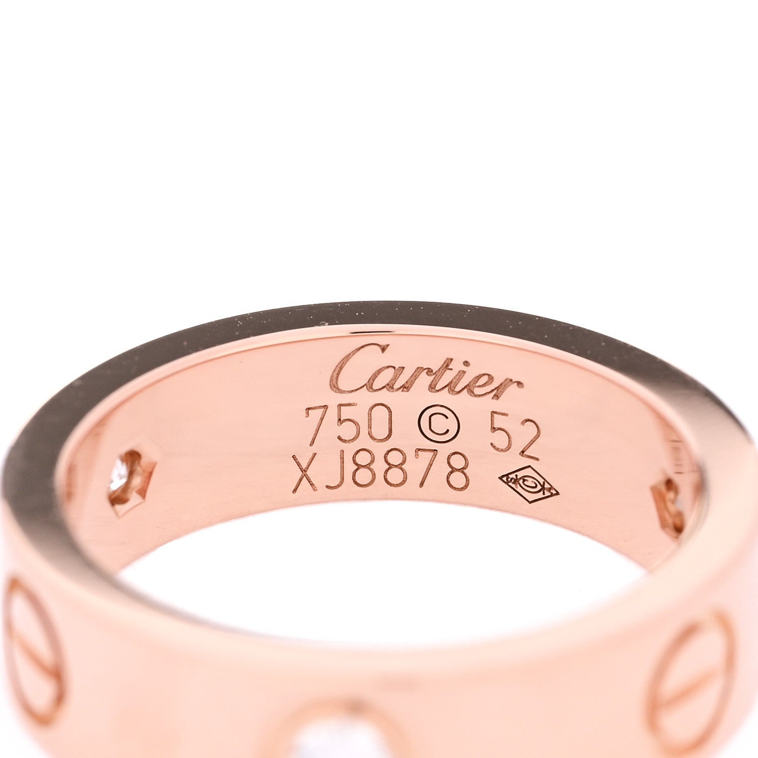 Cartier 18K Pink Gold 3 Diamond 5.5mm LOVE Ring 52 6 4 of 4