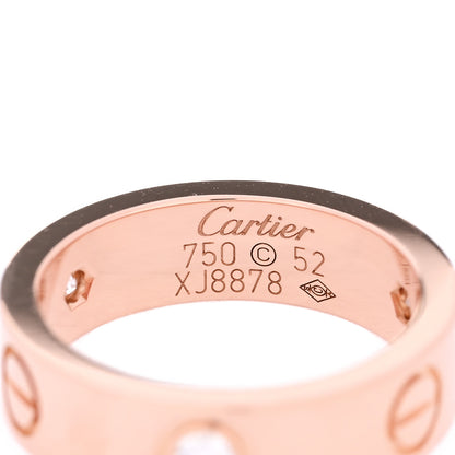 Cartier 18K Pink Gold 3 Diamond 5.5mm LOVE Ring 52 6 4 of 4