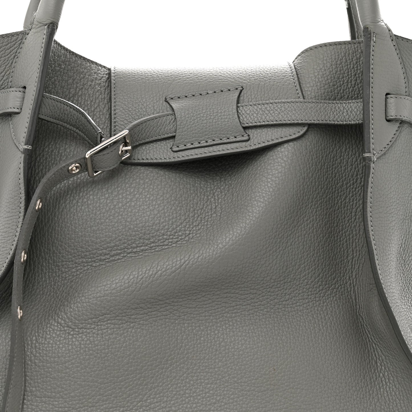 Supple Grained Calfskin Medium Big Bag Grey
