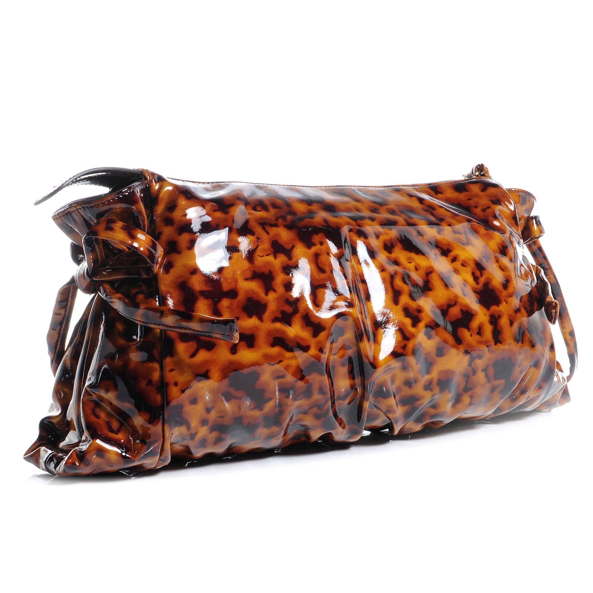 Gucci Patent Hysteria Clutch Tortoise Brown 3 of 7