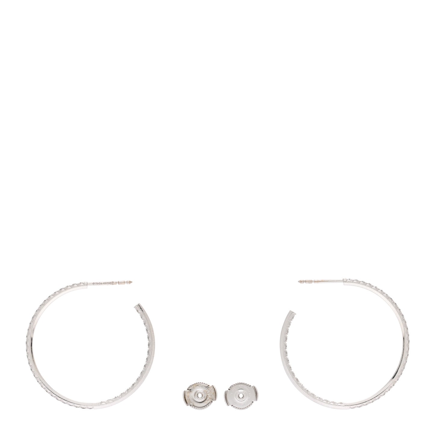 18K White Gold Diamond Large Metro Hoop Earrings