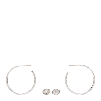 Tiffany 18K White Gold Diamond Large Metro Hoop Earrings 3 of 4