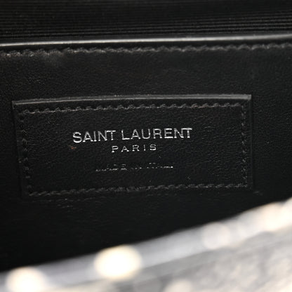 Saint Laurent Calfskin Snakeskin Embossed Classic Monogram Cassandre Clutch Beige Black 6 of 11