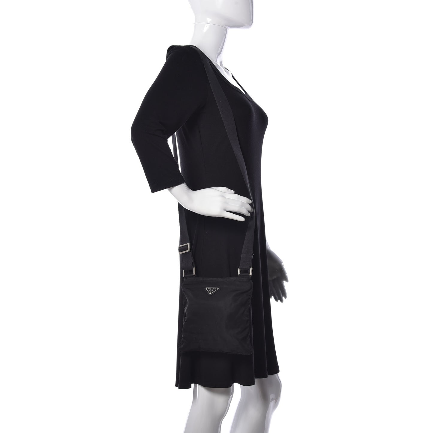 Tessuto Nylon Saffiano Flat Messenger Bag Black