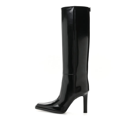 Saint Laurent Vitello Marilyn Nina 95 Knee High Boots 38.5 Black 1 of 10