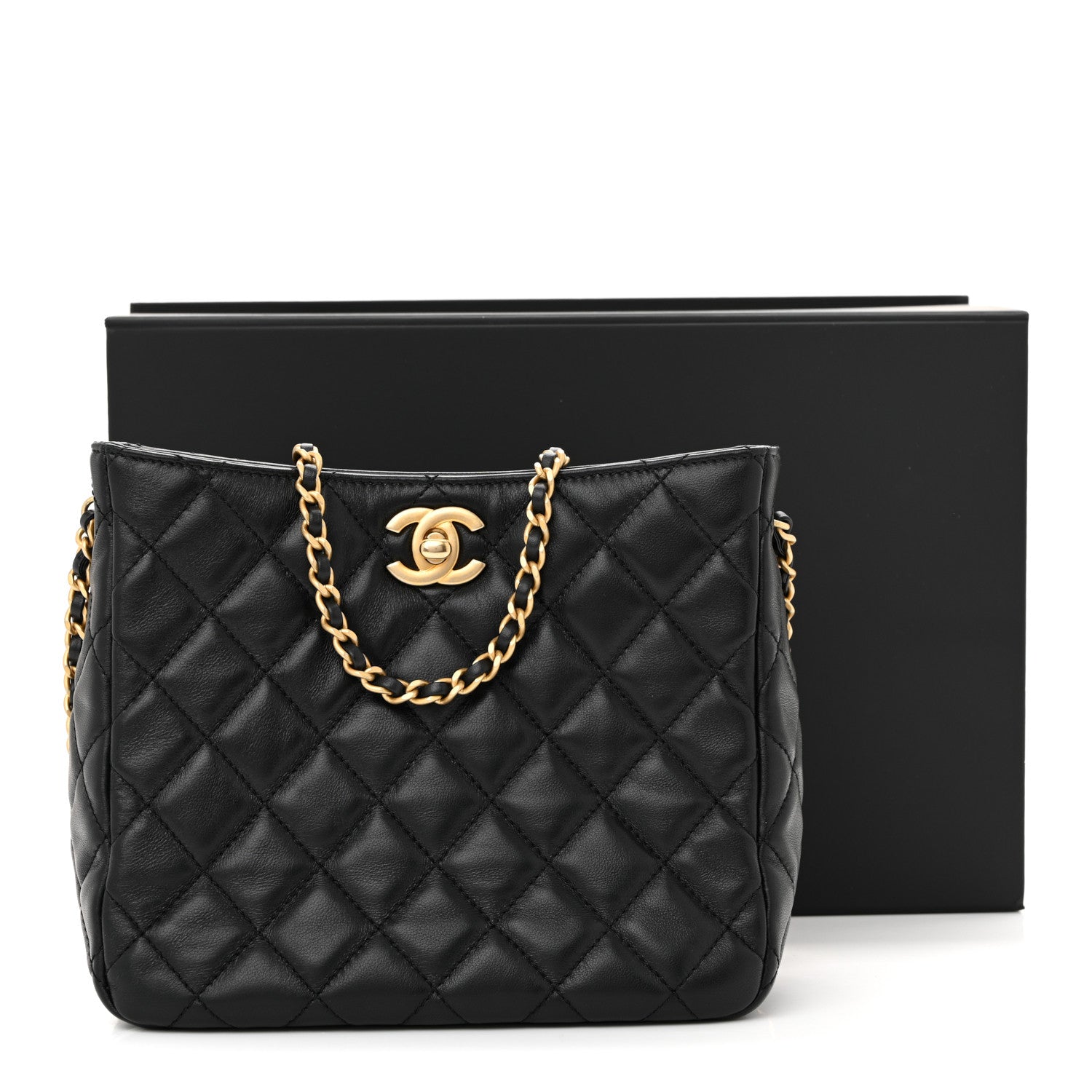 Chanel Lambskin Quilted Small Pearl Crush Hobo Black 1851667