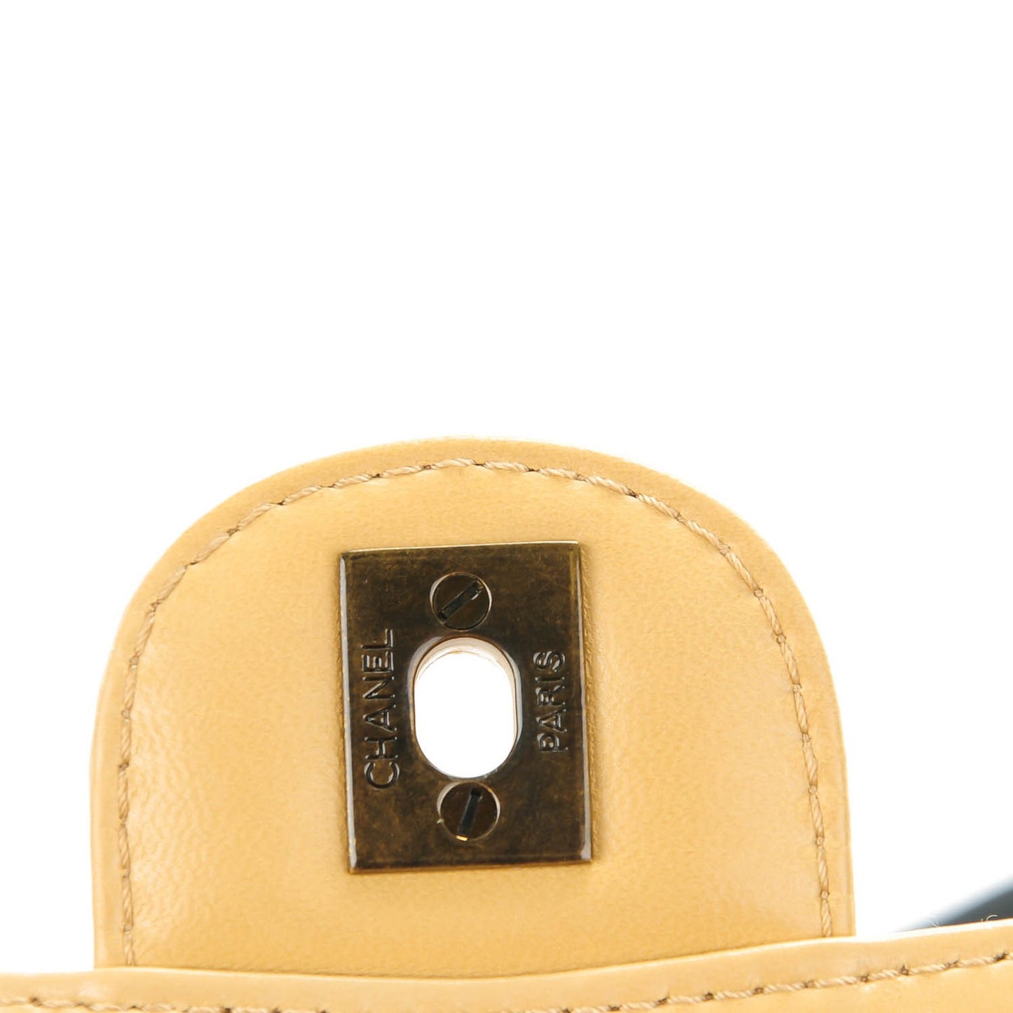 Lambskin Medium Bekko Chain Single Flap Beige