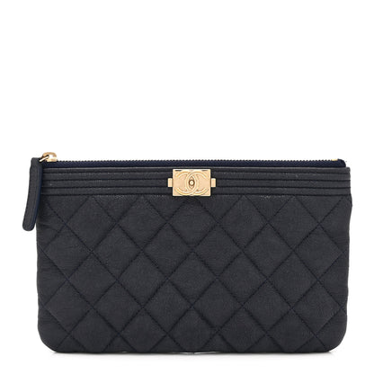 Chanel Caviar Quilted Small Zipped Boy Pouch Navy Blue 1 of 10