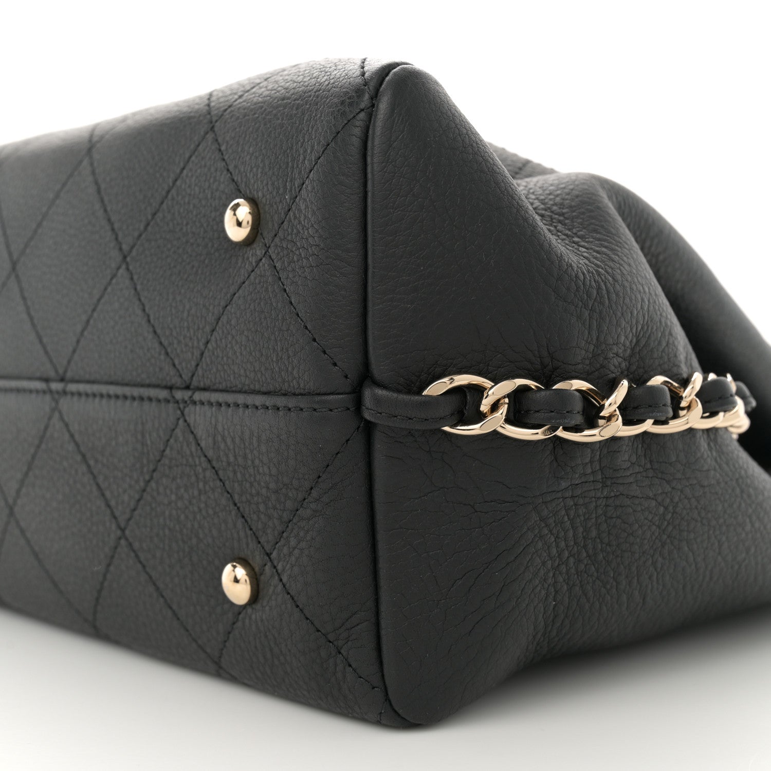 Chanel Bullskin Stitched Medium Shopping Bag Black 10 of 11