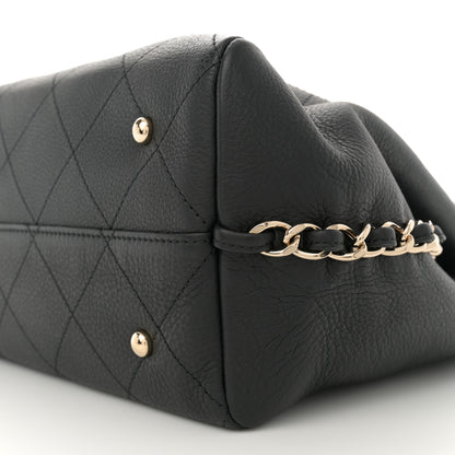 Chanel Bullskin Stitched Medium Shopping Bag Black 10 of 11