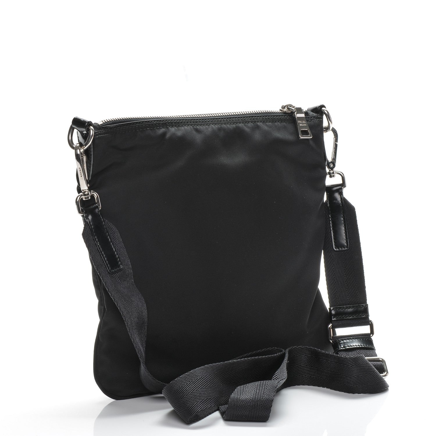 Prada Nylon Small Flat Messenger Bag Black 3 of 6
