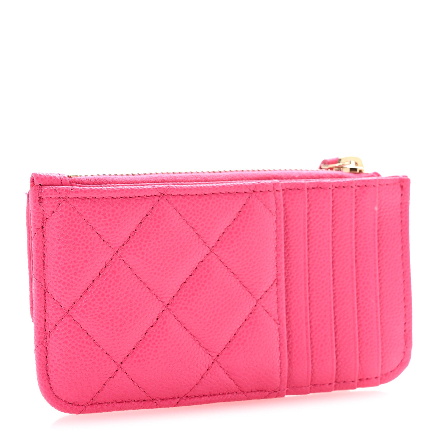 Chanel Caviar Quilted Flap Zip Card Holder Dark Pink 3 of 10