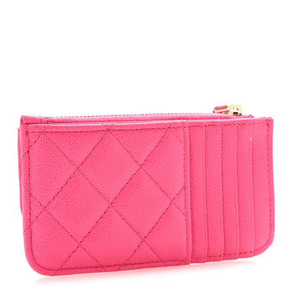 Chanel Caviar Quilted Flap Zip Card Holder Dark Pink 3 of 10