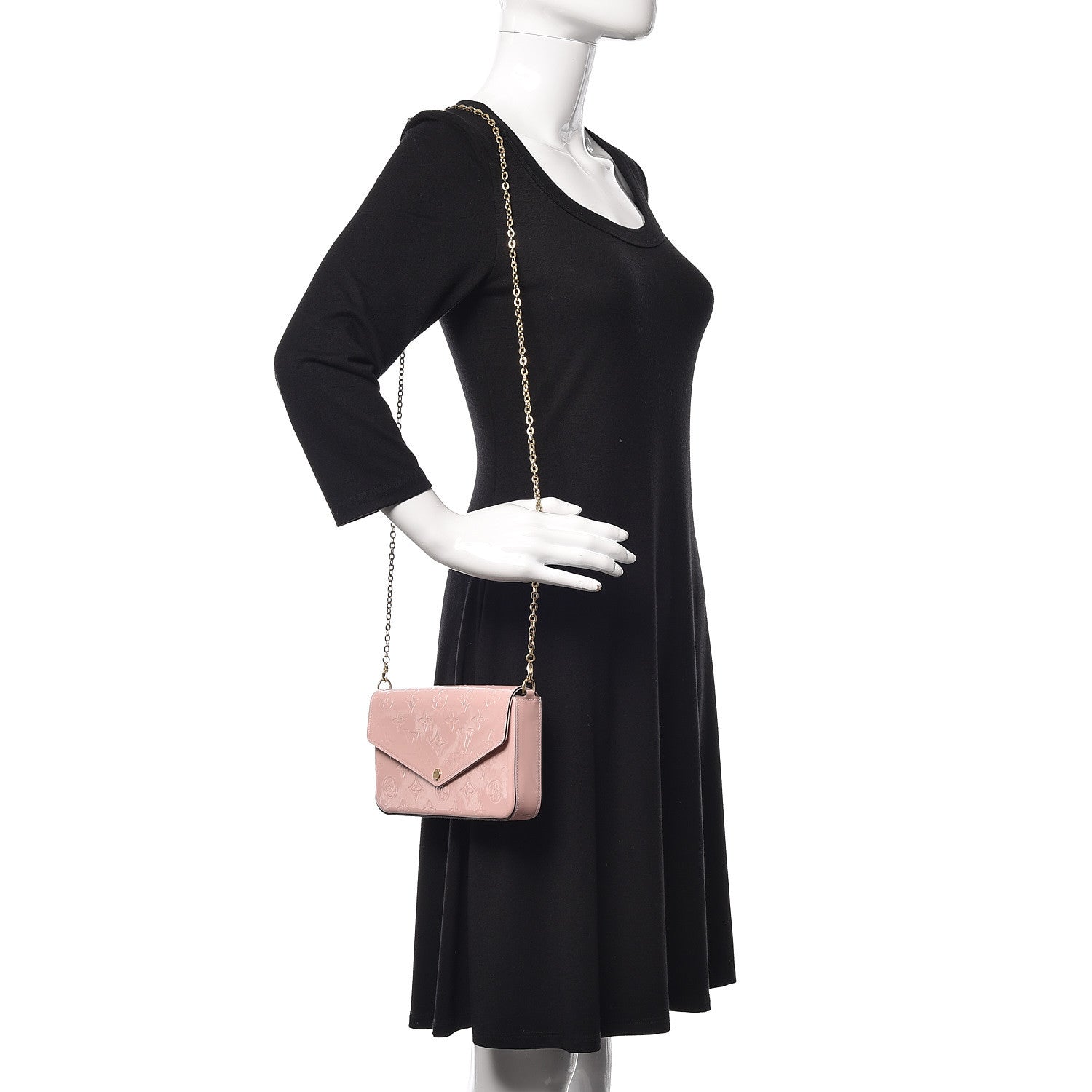 Louis Vuitton Vernis Felicie Chain Wallet Rose Ballerine 2 of 8